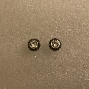 Brighton Crystal Halo Stud Earrings Silver Sunburst Disc Classic Everyday Wear